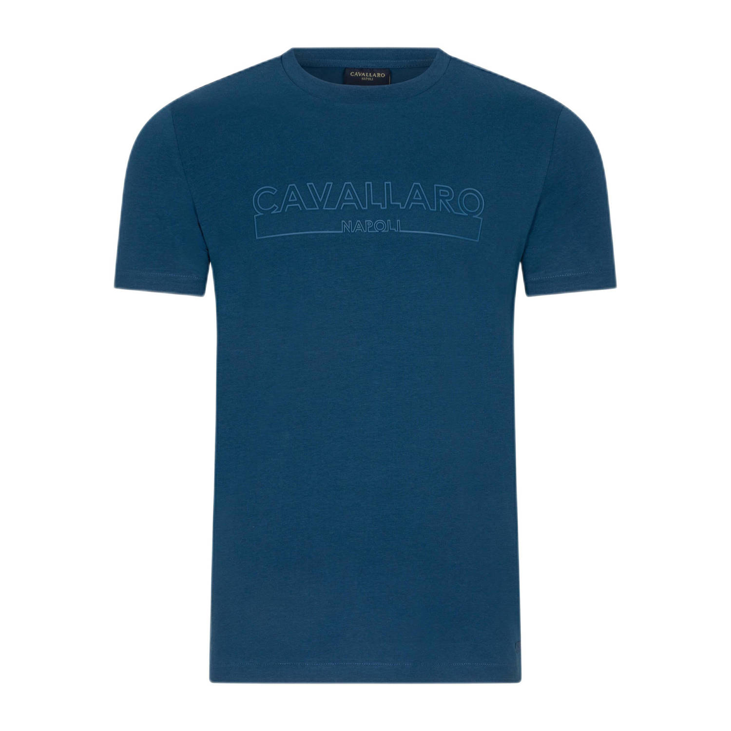 Cavallaro Napoli regular fit T-shirt Beciano met printopdruk blue opal
