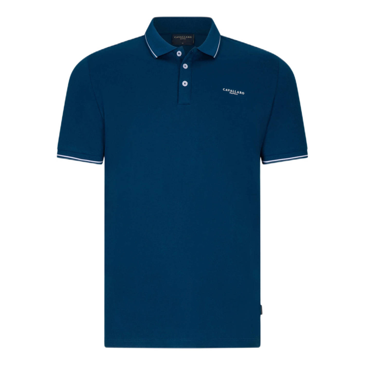 Cavallaro Napoli regular fit polo Andrio met contrastbies blue opal