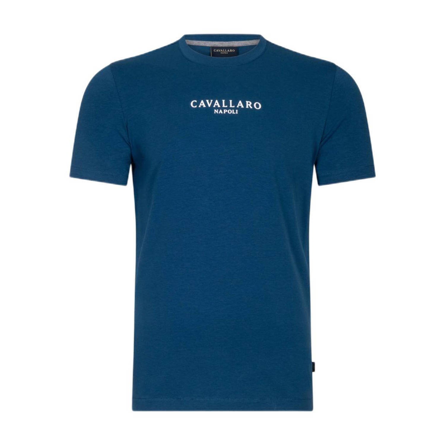 Cavallaro Napoli regular fit T-shirt Bari met logo blue opal