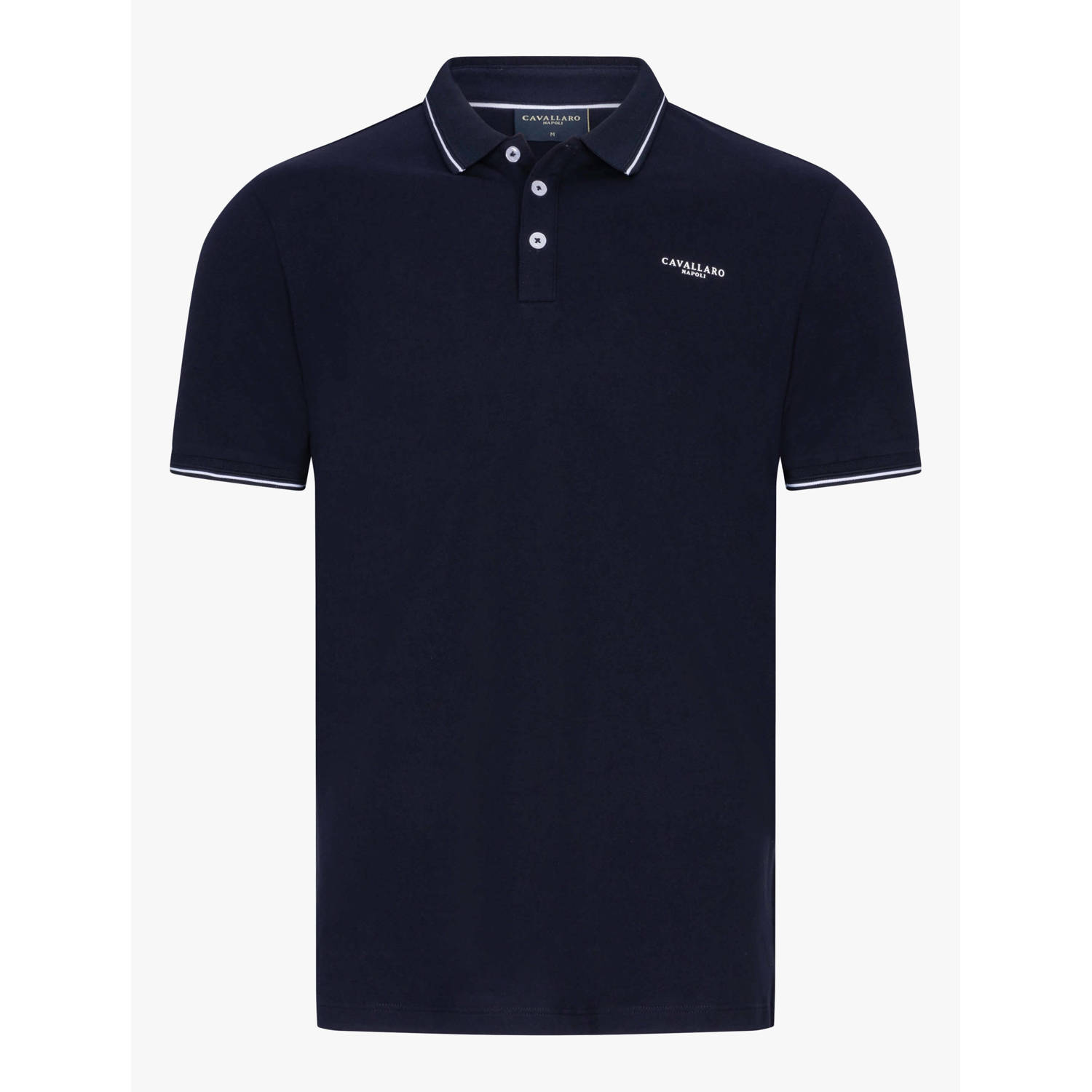 Cavallaro Napoli regular fit polo Andrio met contrastbies dark blue