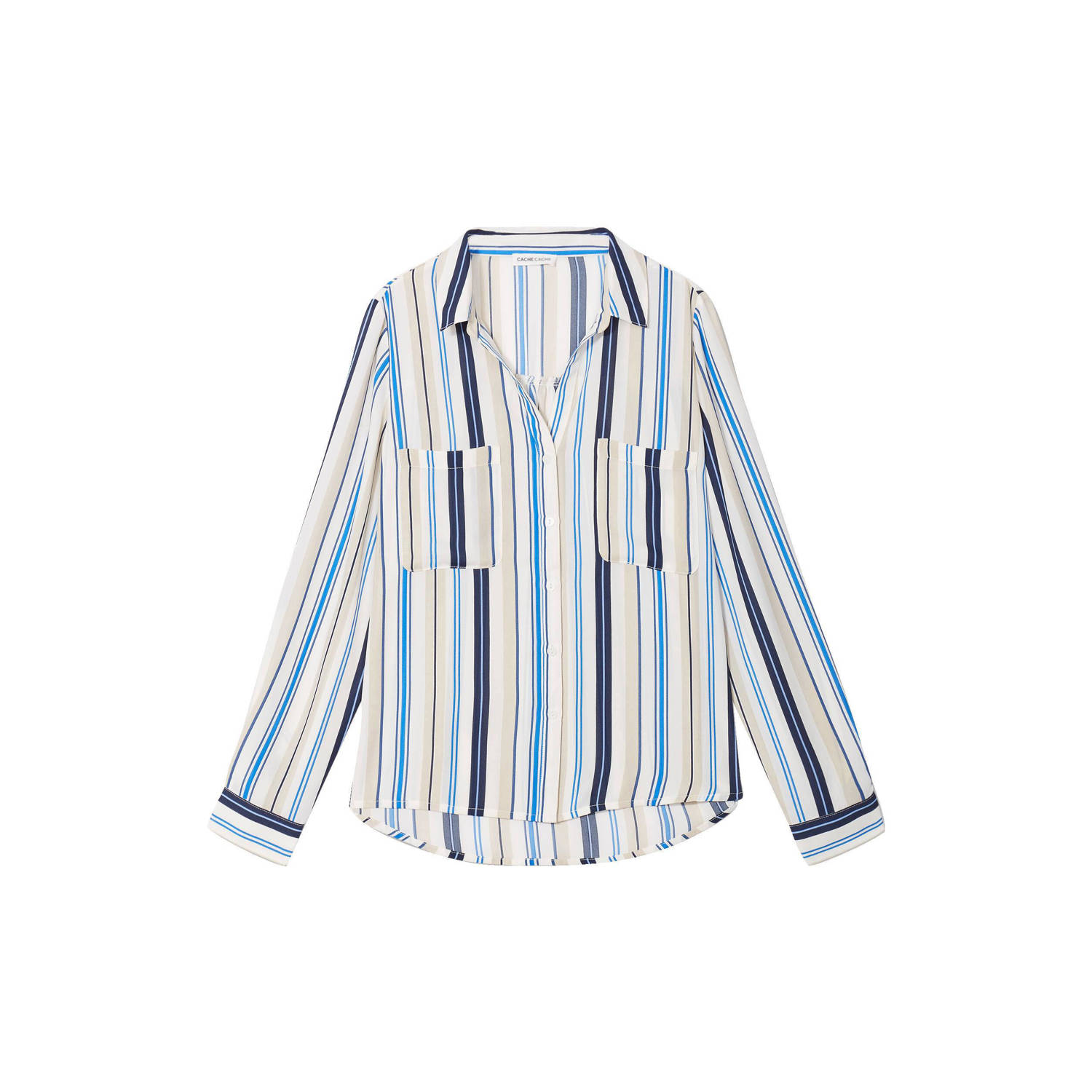 Cache gestreepte blouse ecru marine
