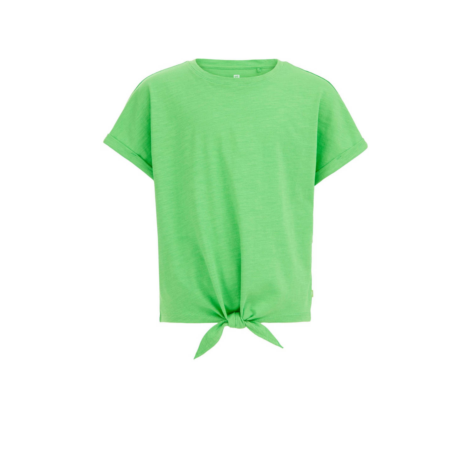 WE Fashion T-shirt greenery Groen Meisjes Katoen Ronde hals Effen 110 116