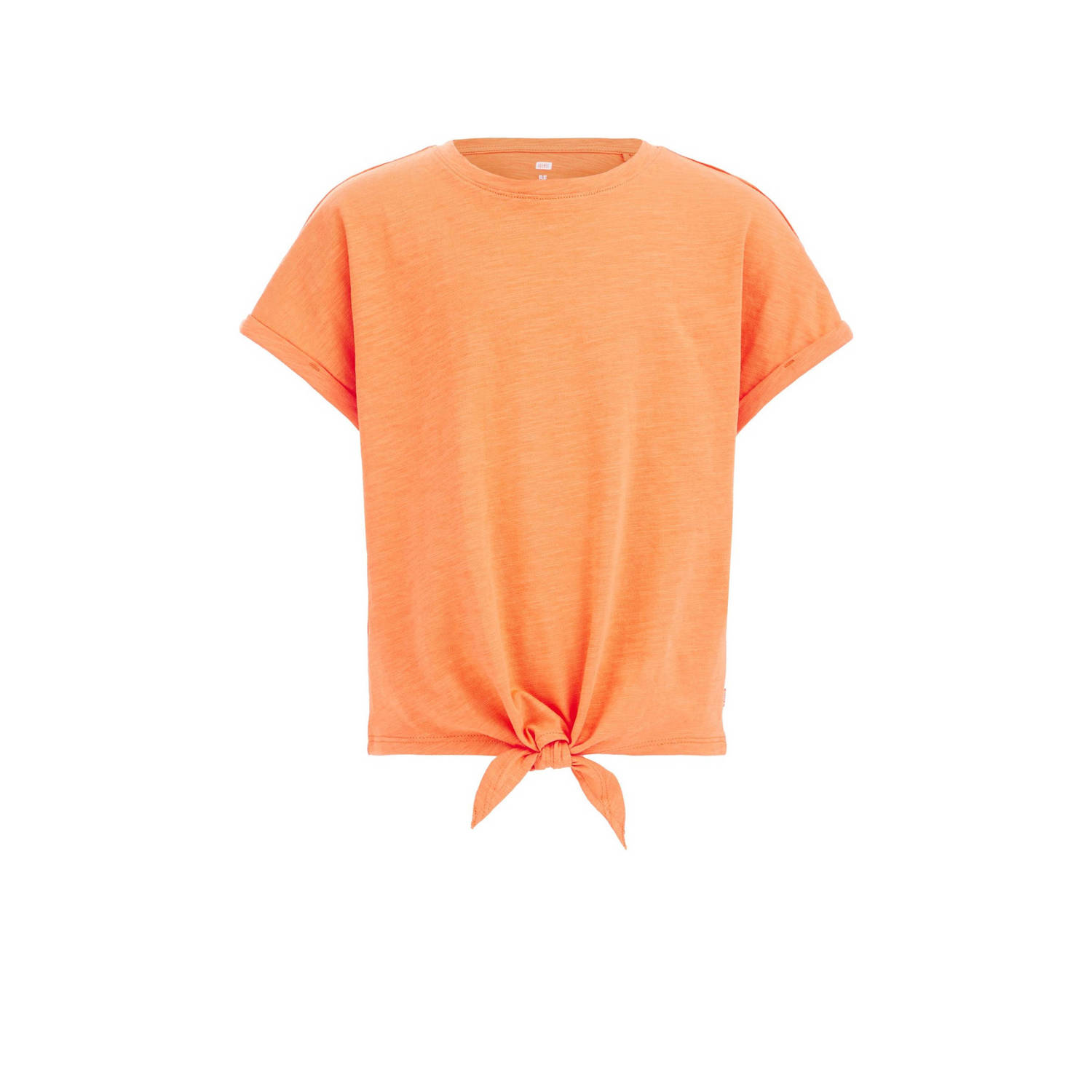 WE Fashion T-shirt coral rose Oranje Meisjes Katoen Ronde hals Effen 110 116