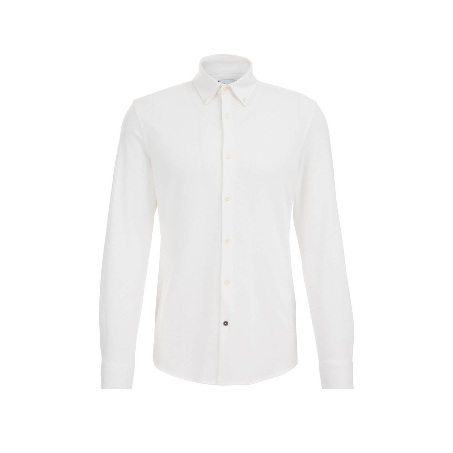 WE Fashion gebreid slim fit overhemd white uni