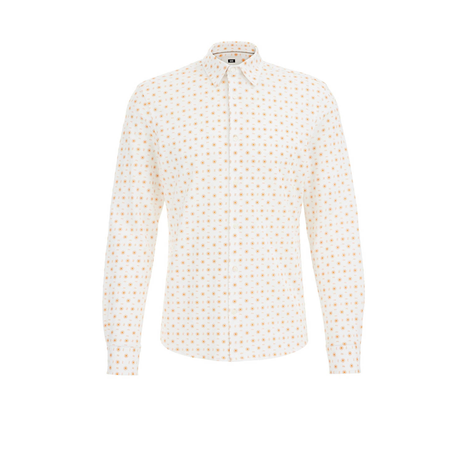 WE Fashion slim fit overhemd met all over print golden ocre