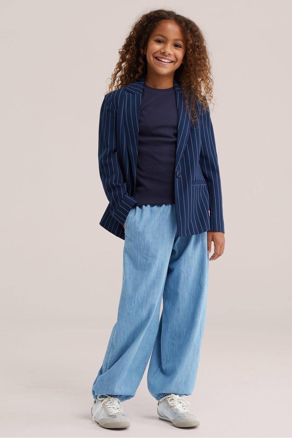 WE Fashion T-shirt met ruches - donkerblauw