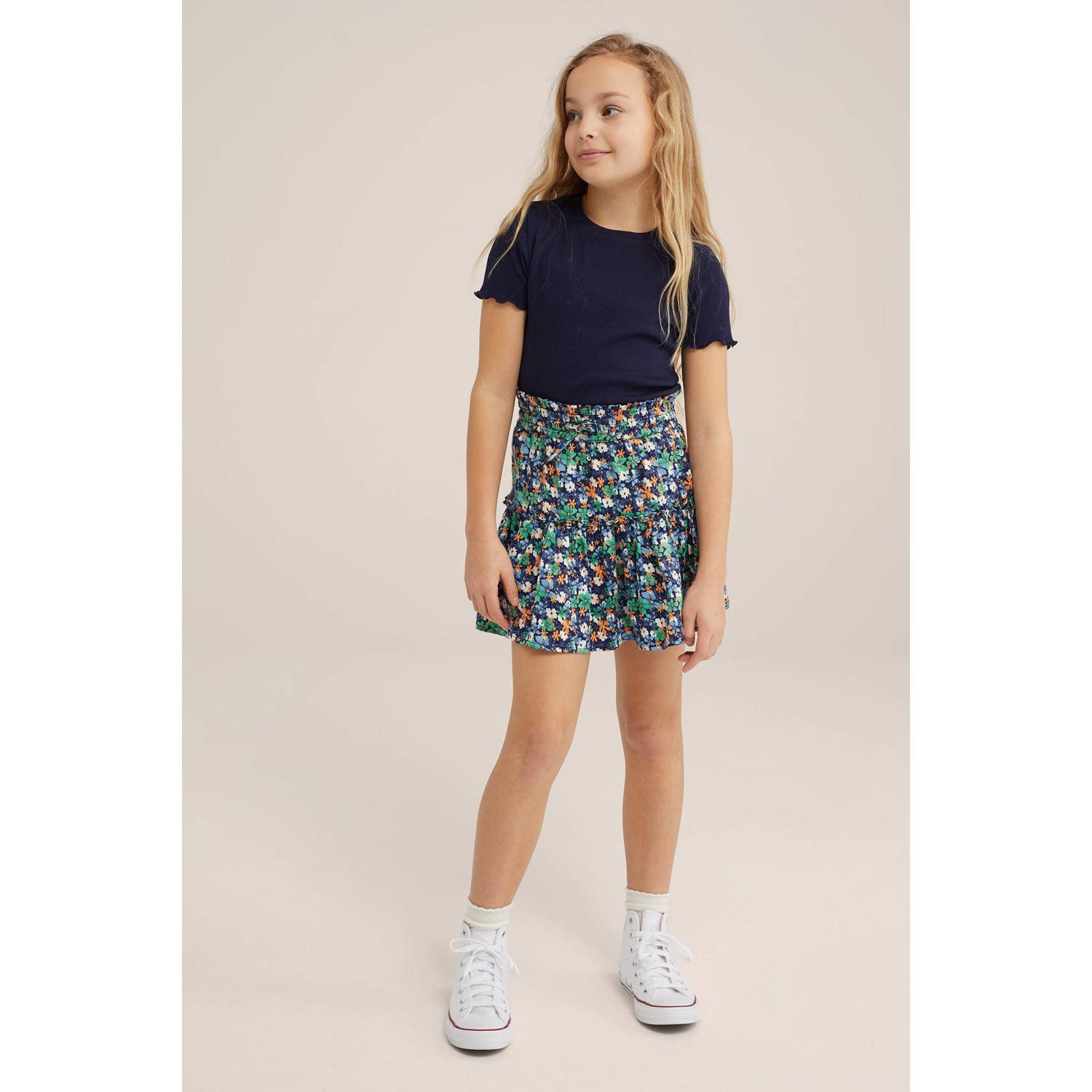 WE Fashion ribgebreid T-shirt blue nights