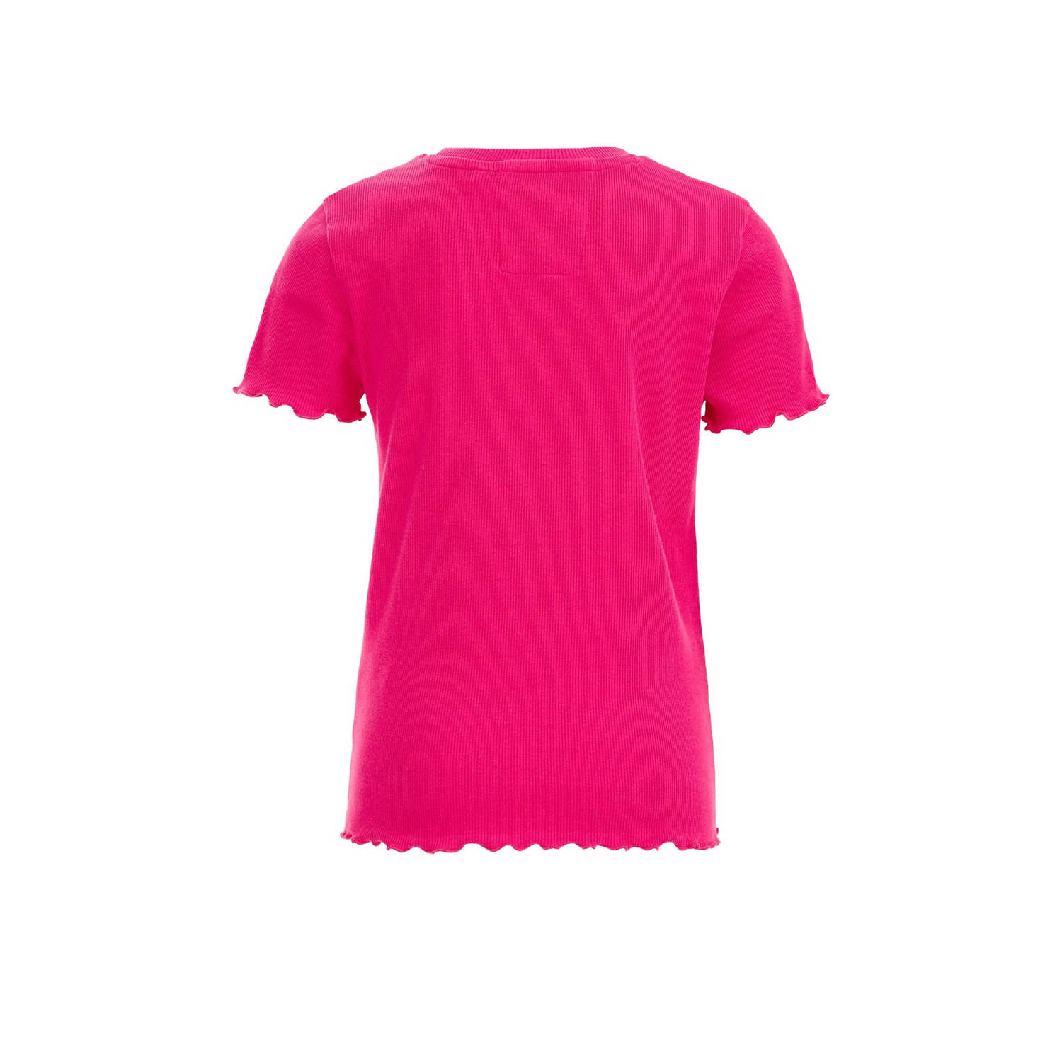 WE Fashion ribgebreid T-shirt intense pink