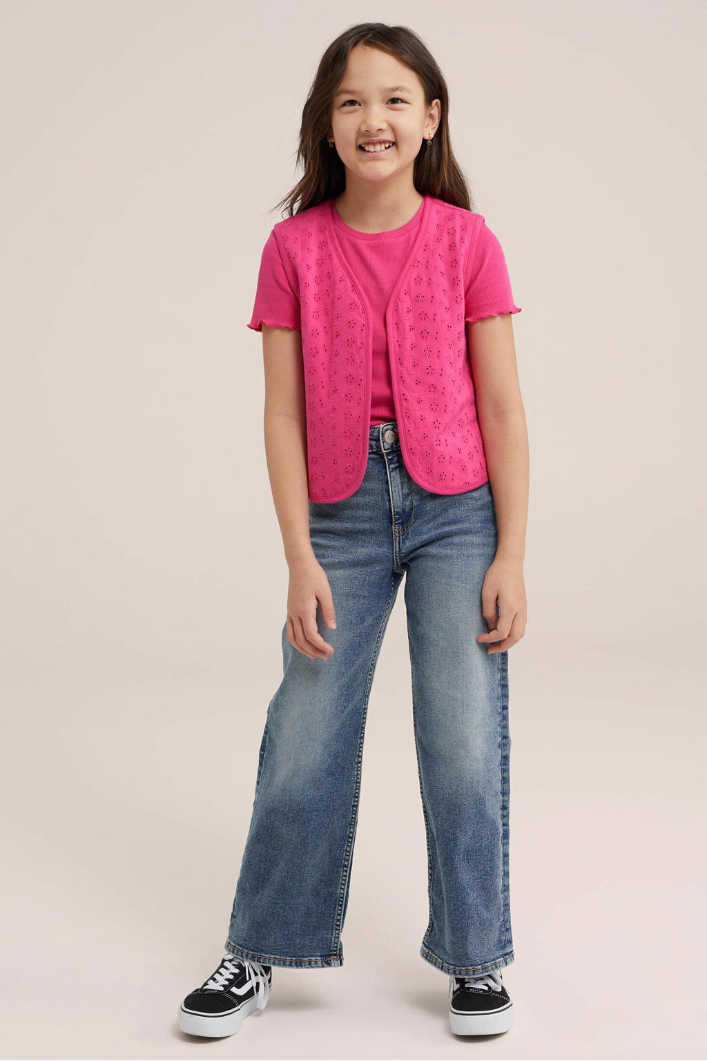 WE Fashion T-shirt met ruches - roze