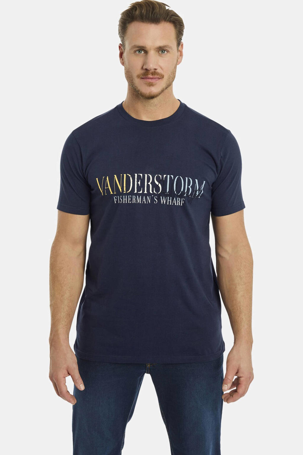 Jan Vanderstorm +FIT Collectie regular fit T-shirt BERGTHOR Plus Size met printopdruk donkerblauw