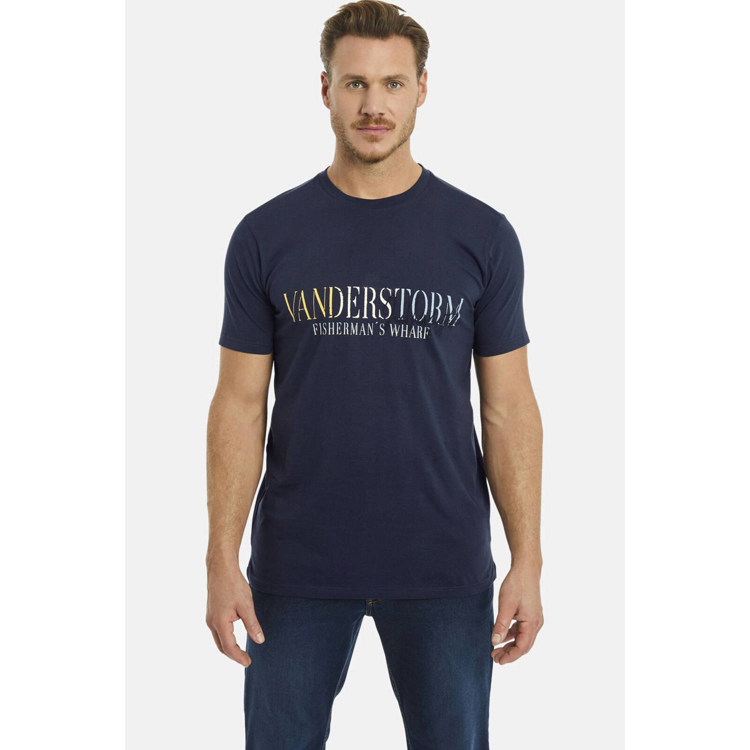 Jan Vanderstorm +FIT Collectie regular fit T-shirt BERGTHOR Plus Size met printopdruk donkerblauw