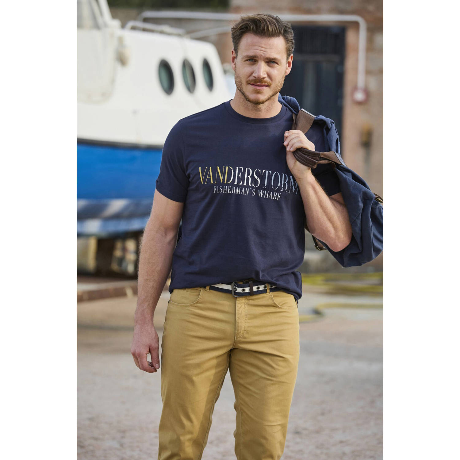 Jan Vanderstorm +FIT Collectie regular fit T-shirt BERGTHOR Plus Size met printopdruk donkerblauw