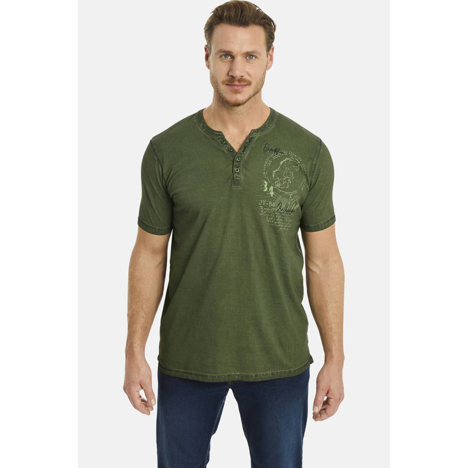 Jan Vanderstorm +FIT Collectie T-shirt GODBERT Plus Size olijfgroen
