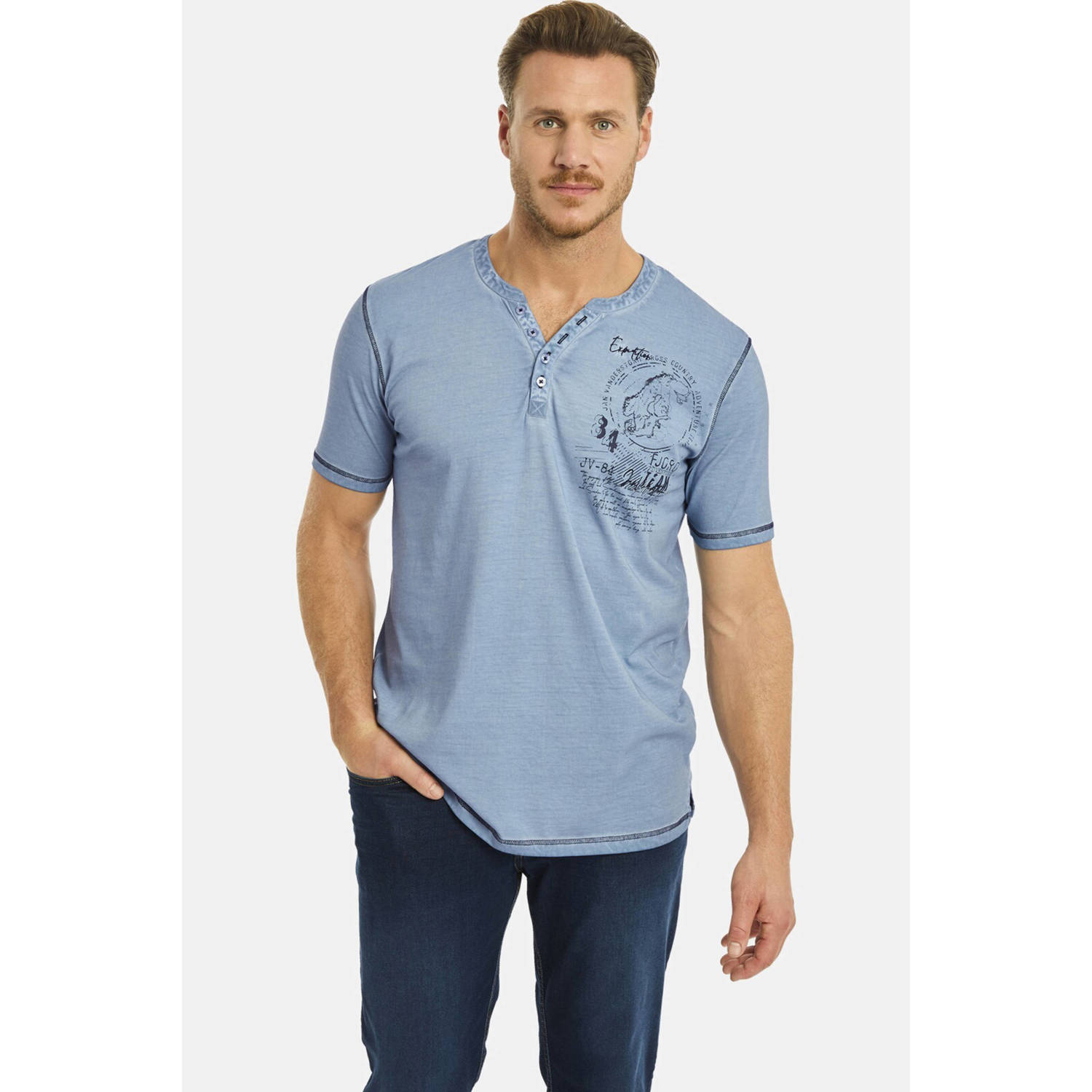Jan Vanderstorm +FIT Collectie T-shirt GODBERT Plus Size lichtblauw