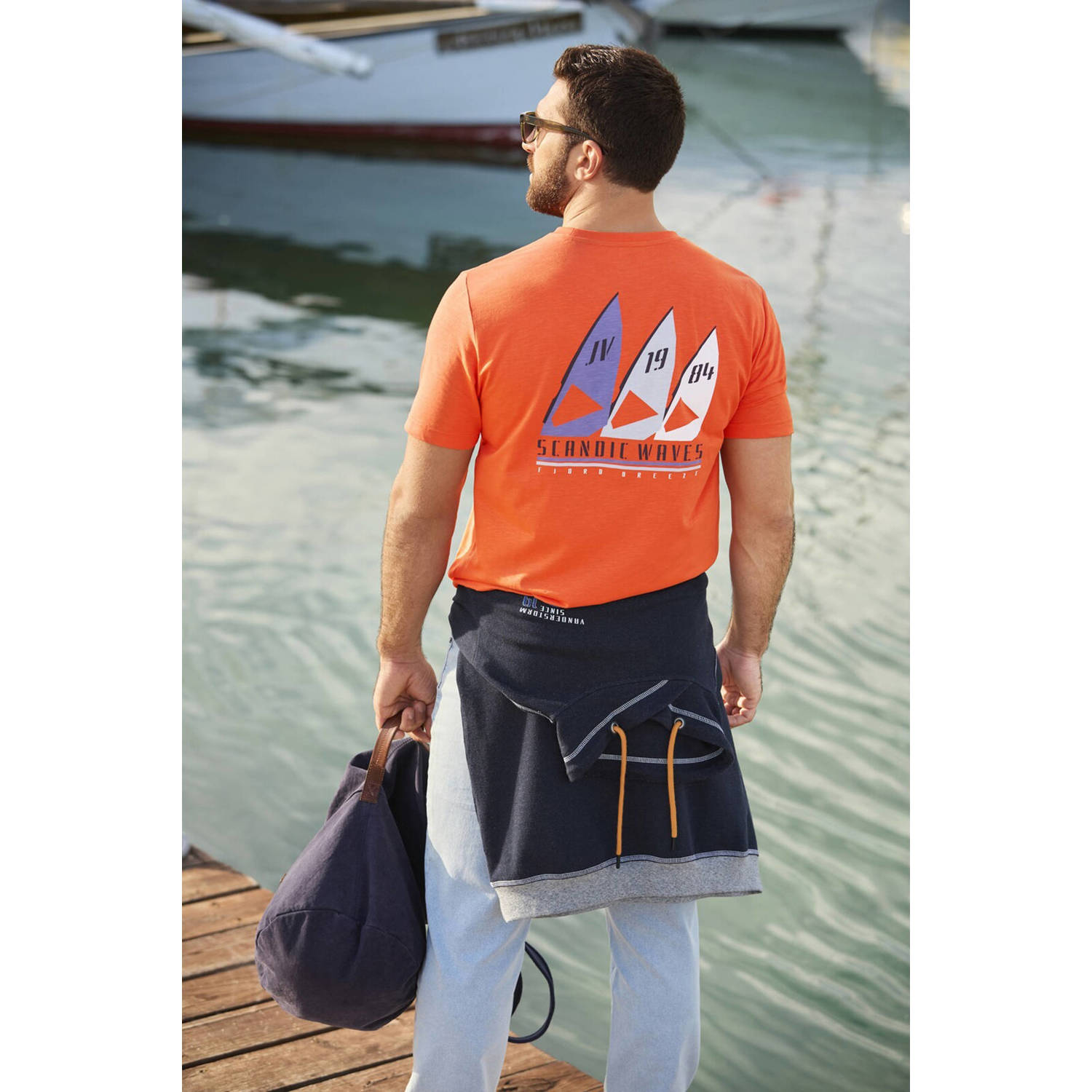 Jan Vanderstorm +FIT Collectie regular FIT T-shirt GARMANN Plus Size met printopdruk oranje