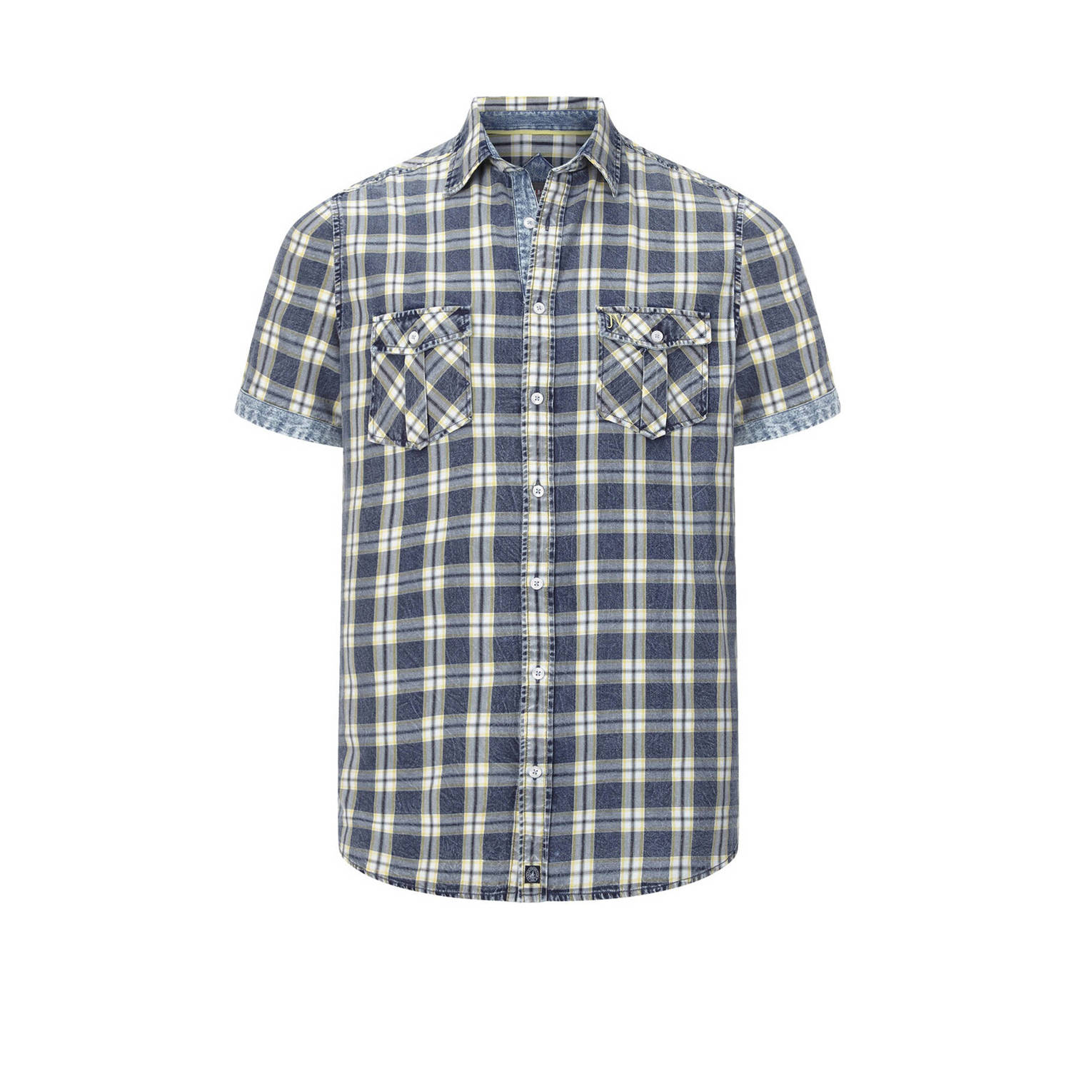 Jan Vanderstorm +FIT Collectie geruit regular fit overhemd LEIDULF Plus Size blauw