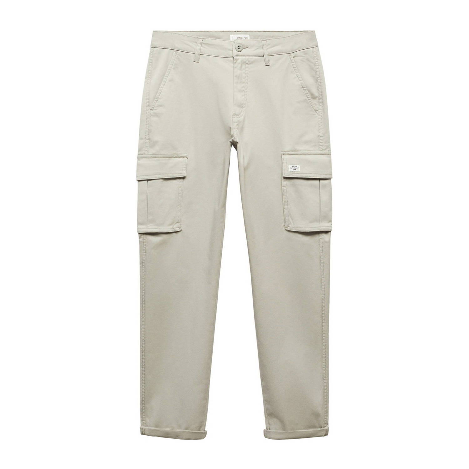 Mango Kids straight fit cargobroek beige Jongens Stretchkatoen Effen 158(XXS)