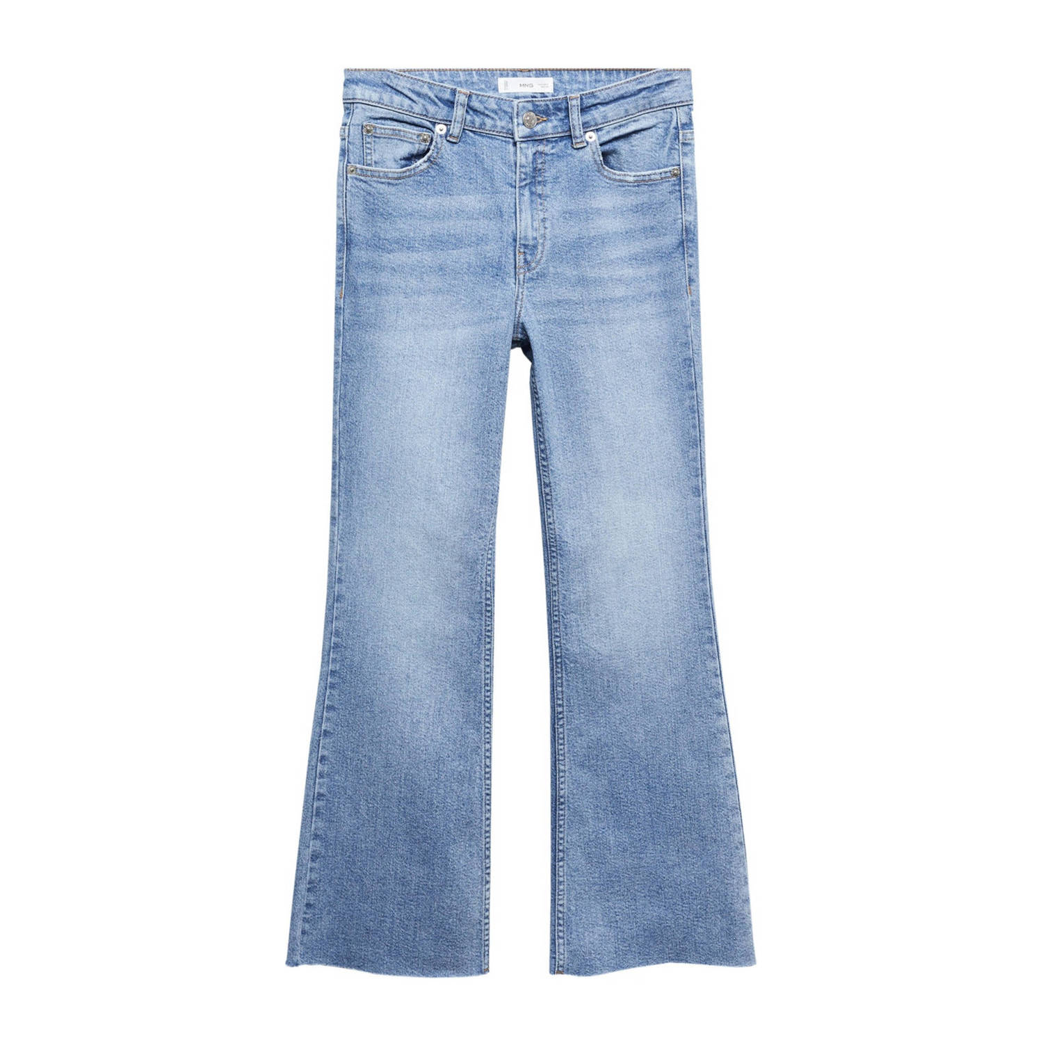 Mango Kids flared jeans light blue denim Blauw Meisjes Katoen Effen 152(XXS)