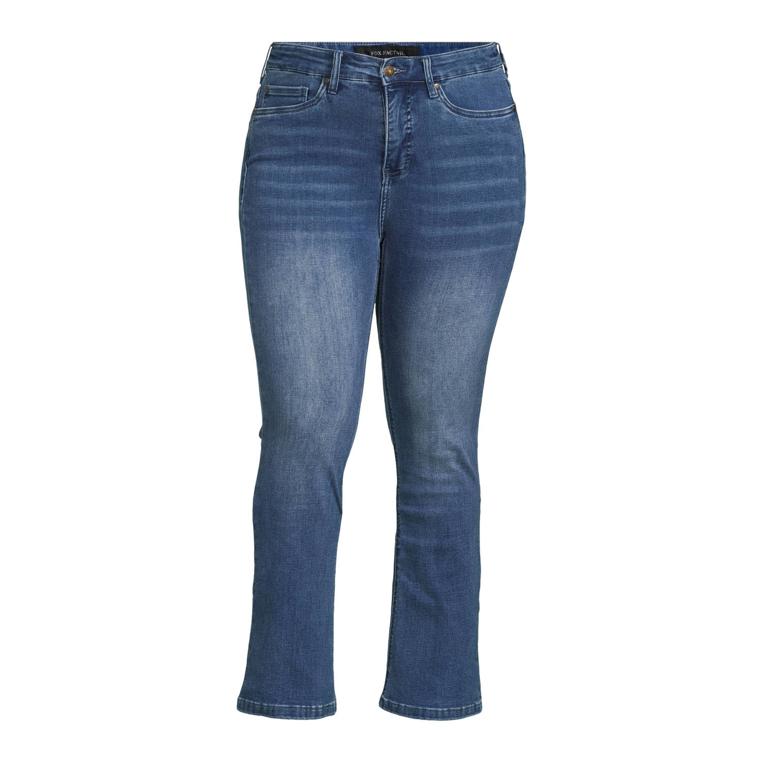 Fox Factor cropped high waist bootcut jeans Bili medium blue denim