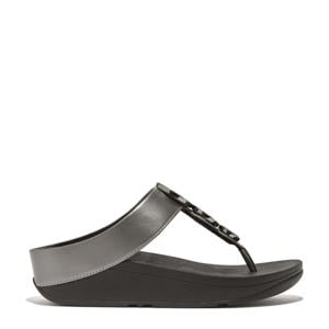 leren teenslippers zwart