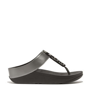 leren teenslippers zwart