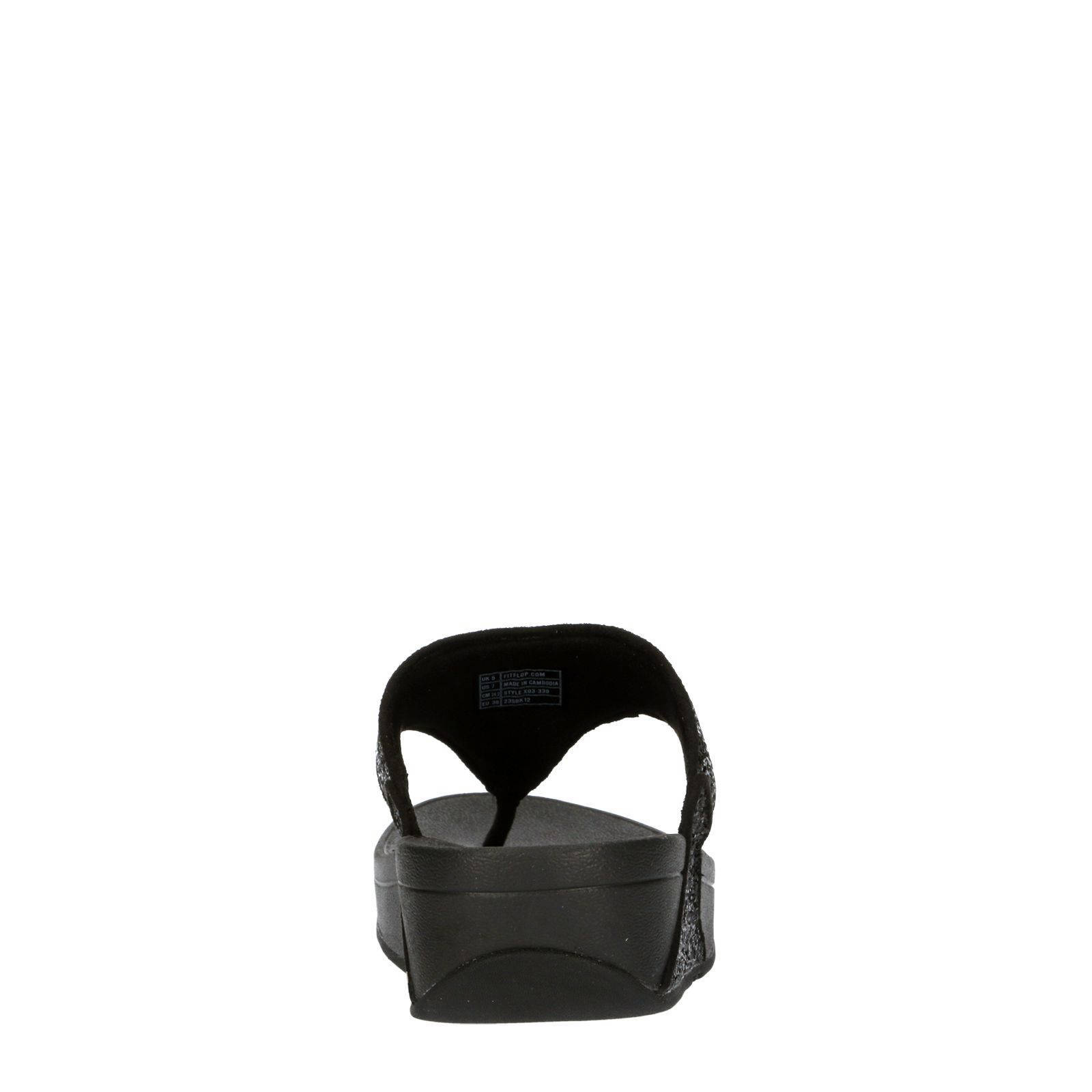 FitFlop TM Lulu Glitter Toe-Thongs teenslippers zwart | wehkamp