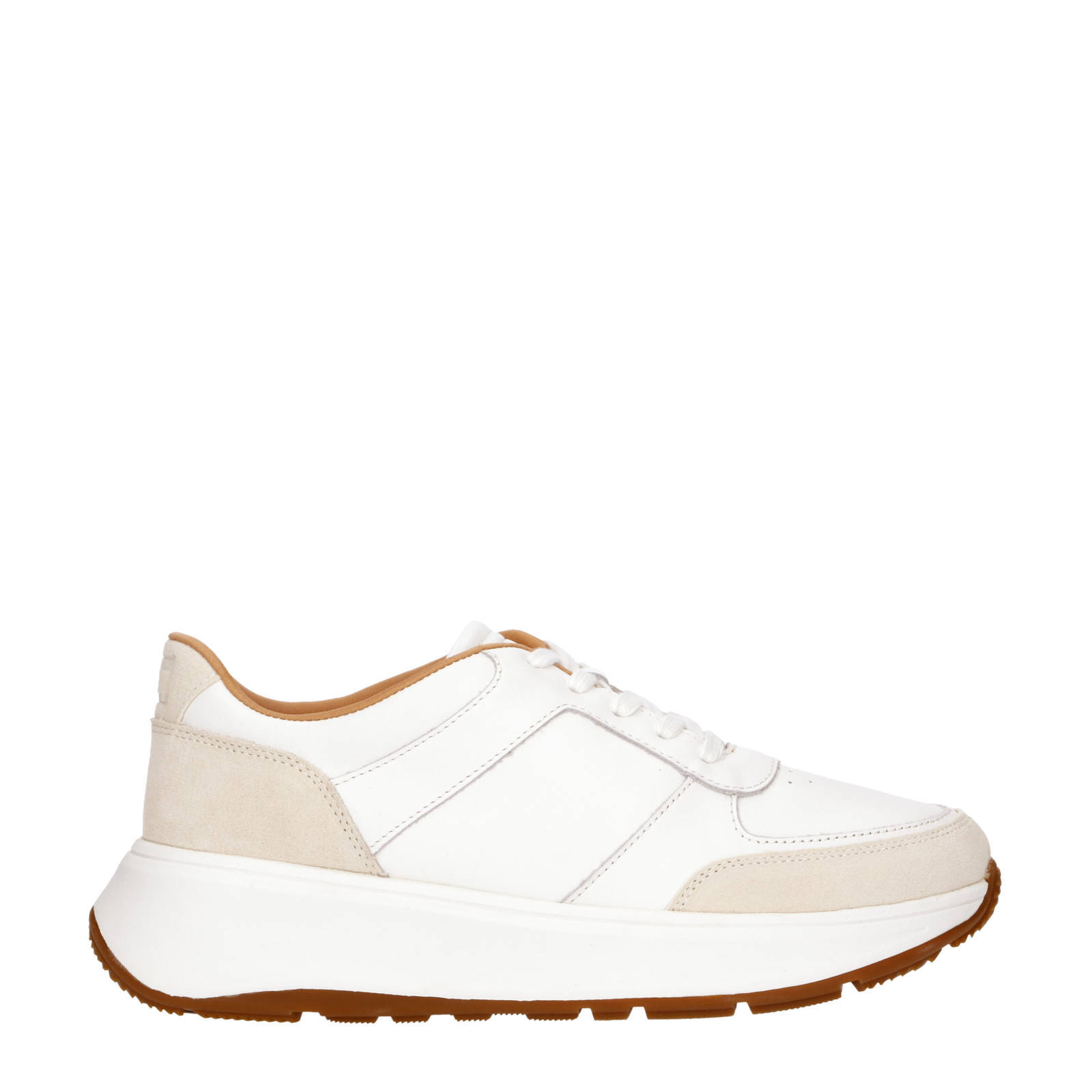 FitFlop TM chunky leren sneakers wit beige wehkamp