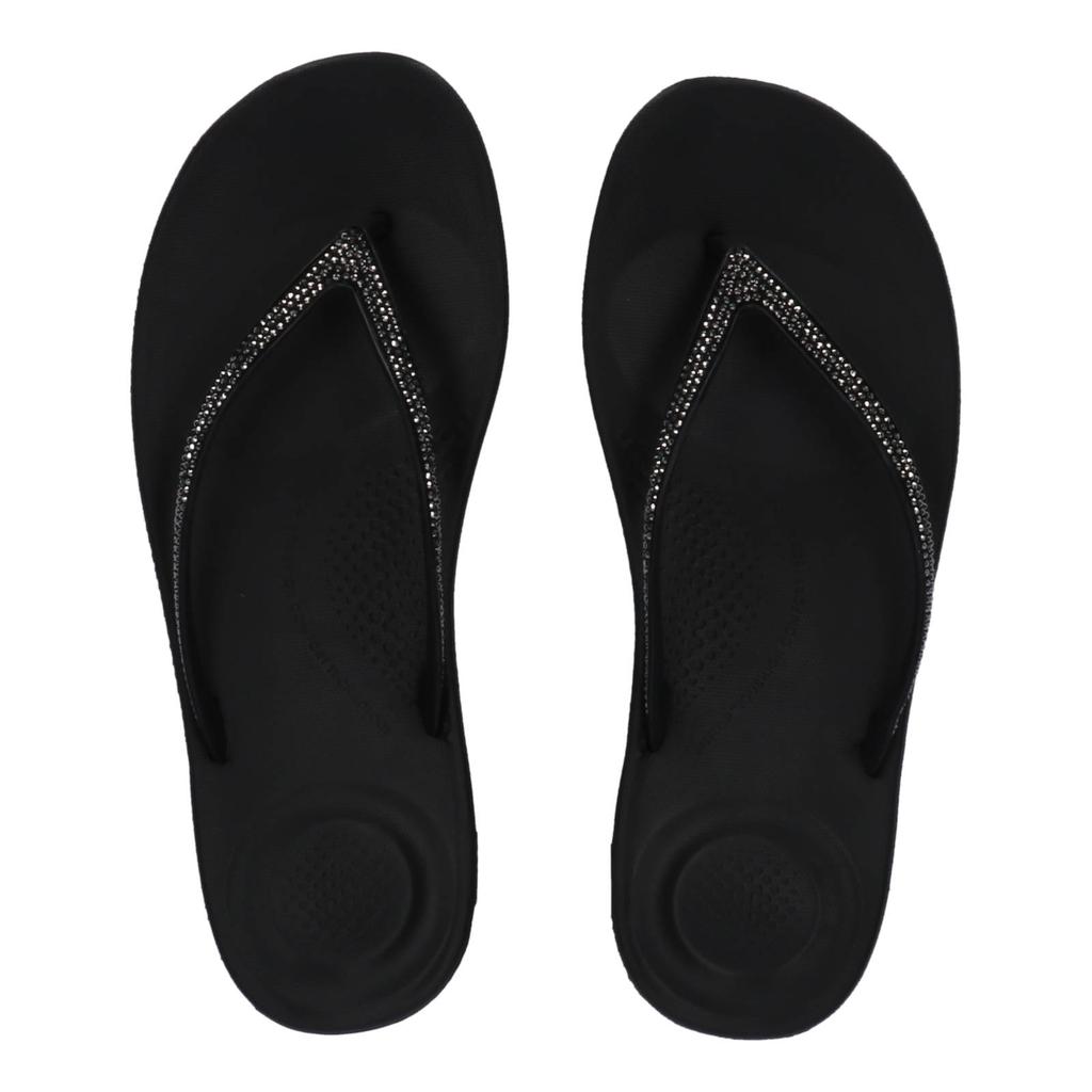 Zwarte dames FitFlop TM teenslippers van rubber