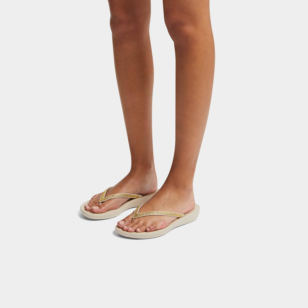FitFlop TM Iqushion sparkle teenslippers beige | wehkamp
