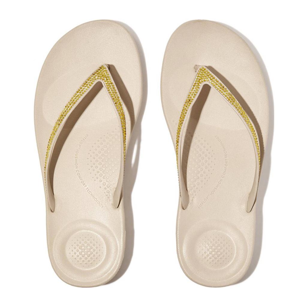 Beige dames FitFlop TM teenslippers van rubber