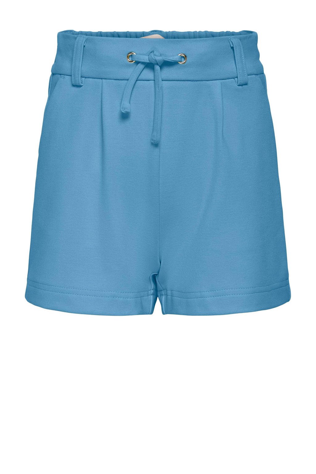Blauwe meisjes KIDS ONLY casual short van viscose met regular fit, regular waist, elastische tailleband met koord en effen