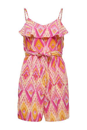 playsuit KOGSCARLETT met all over print roze/geel