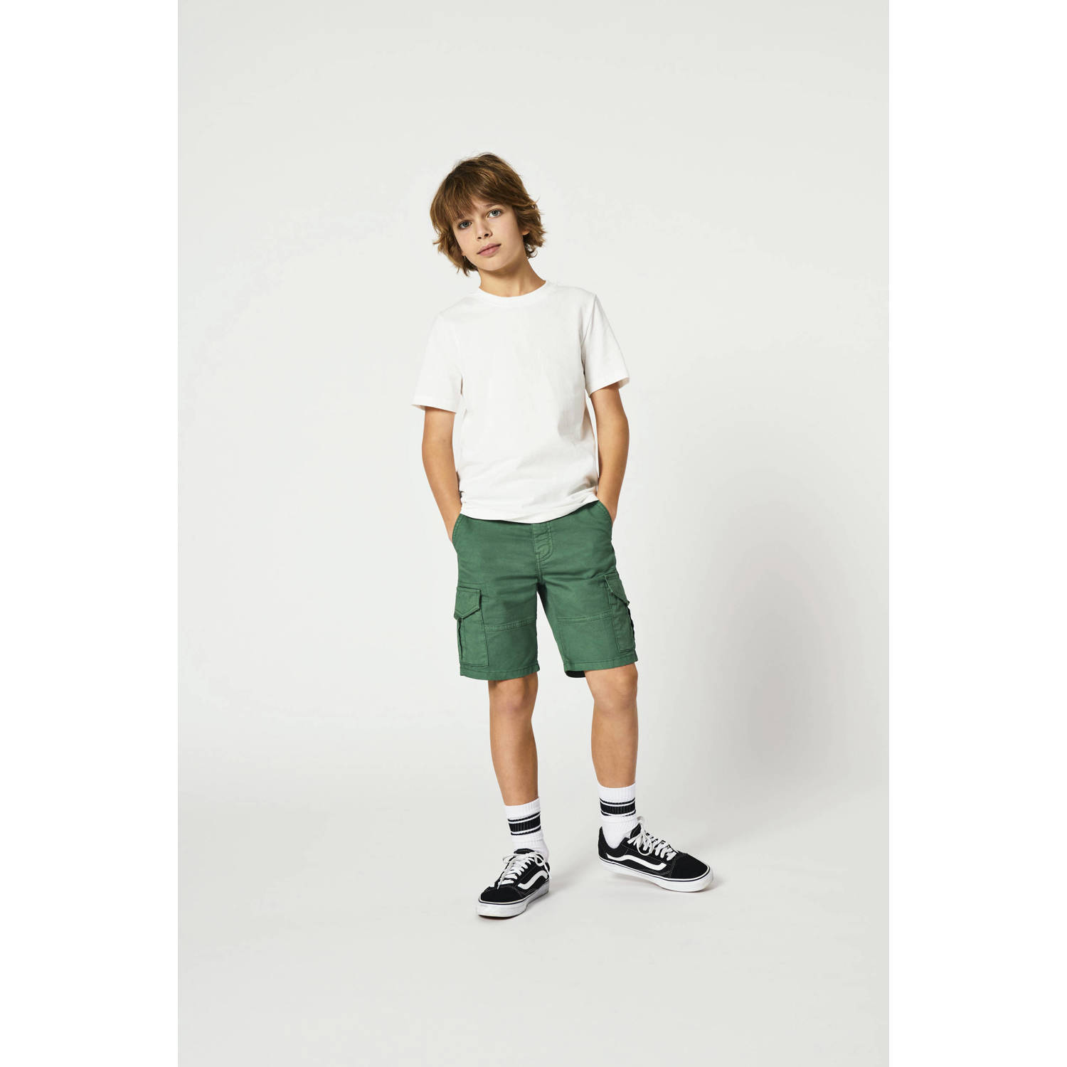 Only KIDS BOY cargo short KOBMAXWELL donkergroen Korte broek Jongens Stretchkatoen 134