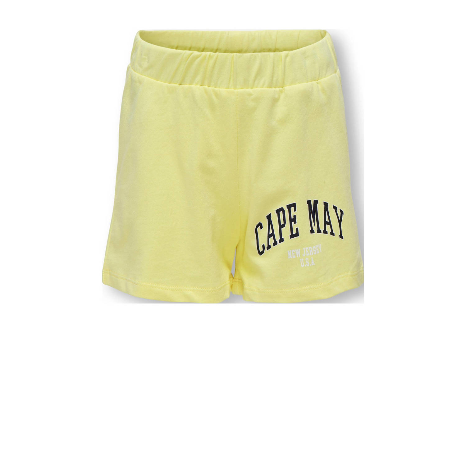 ONLY KIDS GIRL regular fit sweatshort KOGAMANDA met tekst zonnig geel