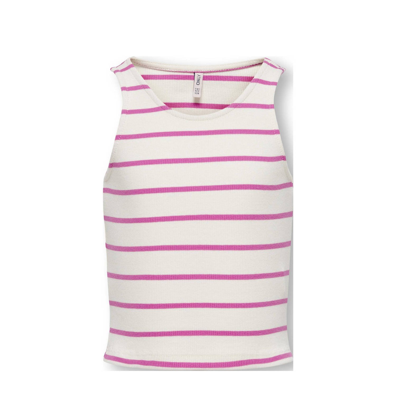 Only KIDS GIRL gestreepte top KOGNESSA roze wit Meisjes Stretchkatoen Ronde hals 134 140