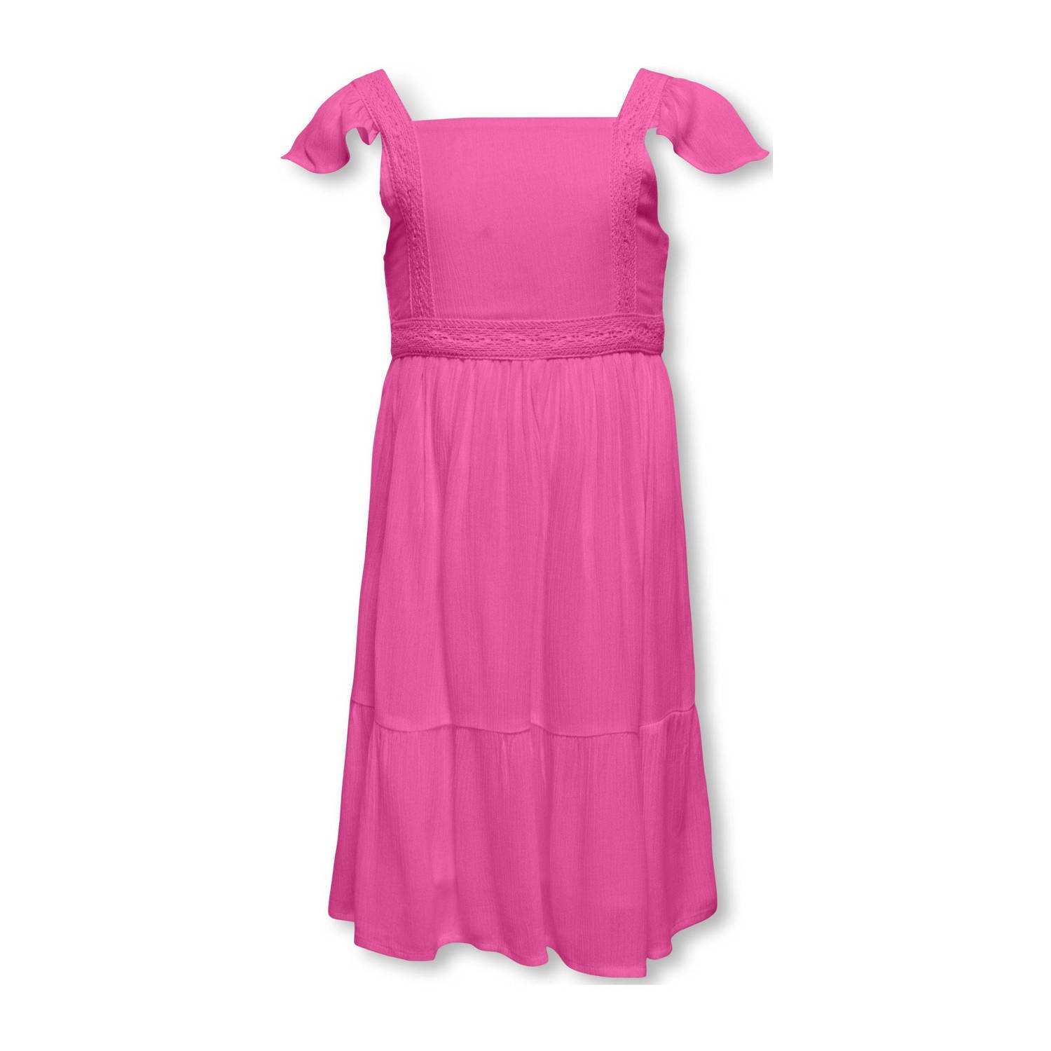 Only KIDS GIRL jurk KOGEVA fuchsia Roze Meisjes Katoen Vierkante hals Effen 116