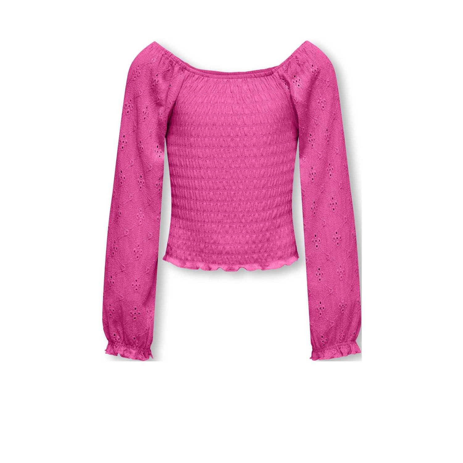 Only KIDS GIRL top KOGTILDA fuchsia Roze Meisjes Polyester Boothals Effen 134 140