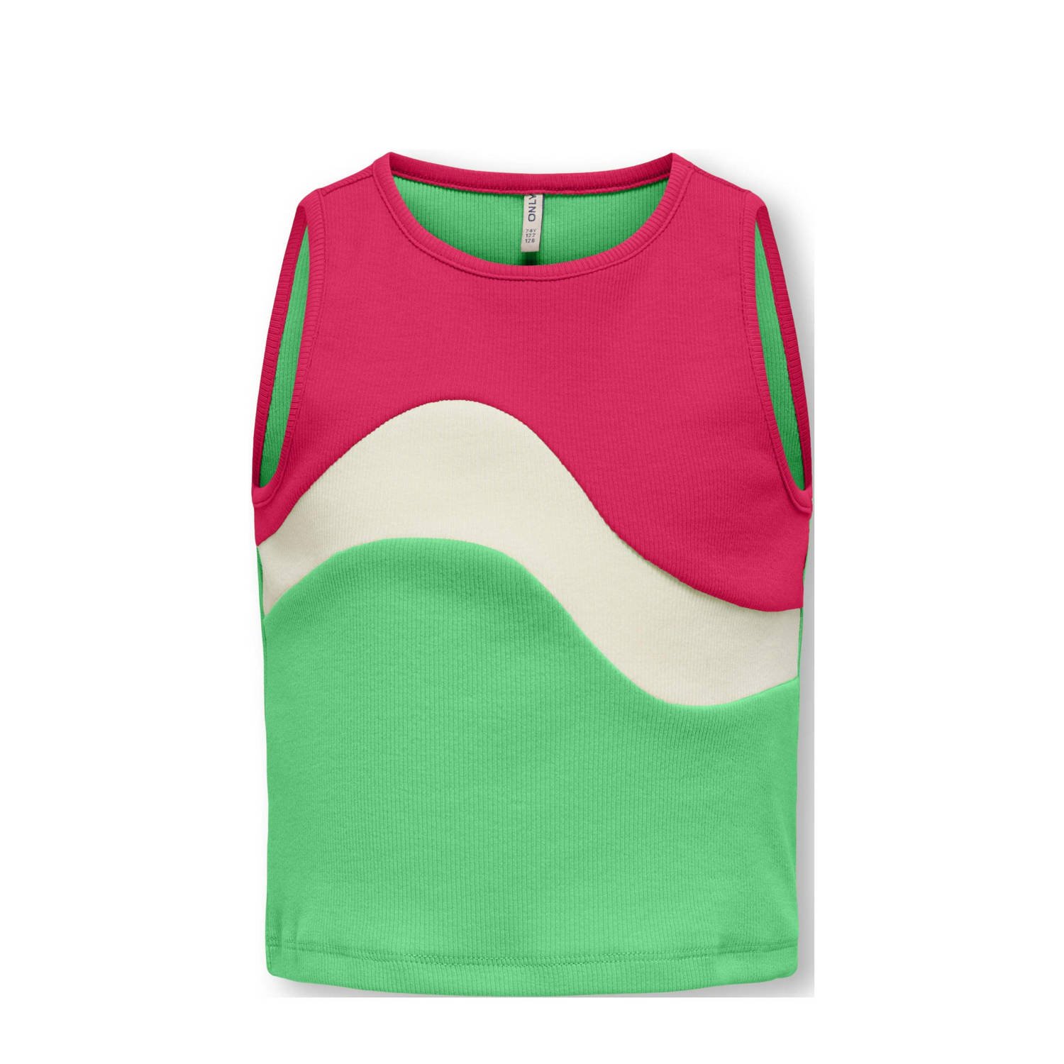 ONLY KIDS GIRL top KOGGRY fuchsia groen wit