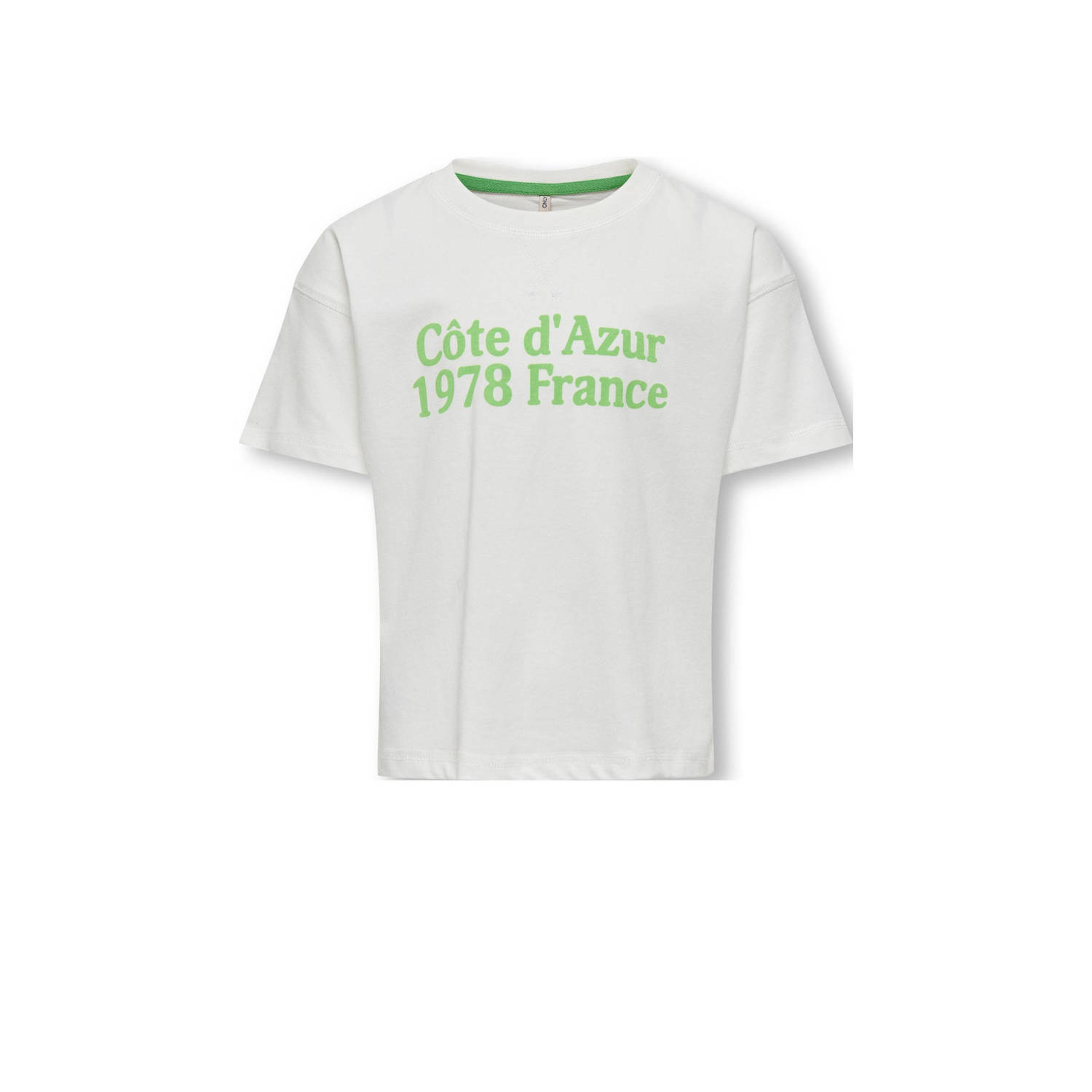ONLY KIDS GIRL T-shirt KOGSINNA met tekst wit groen