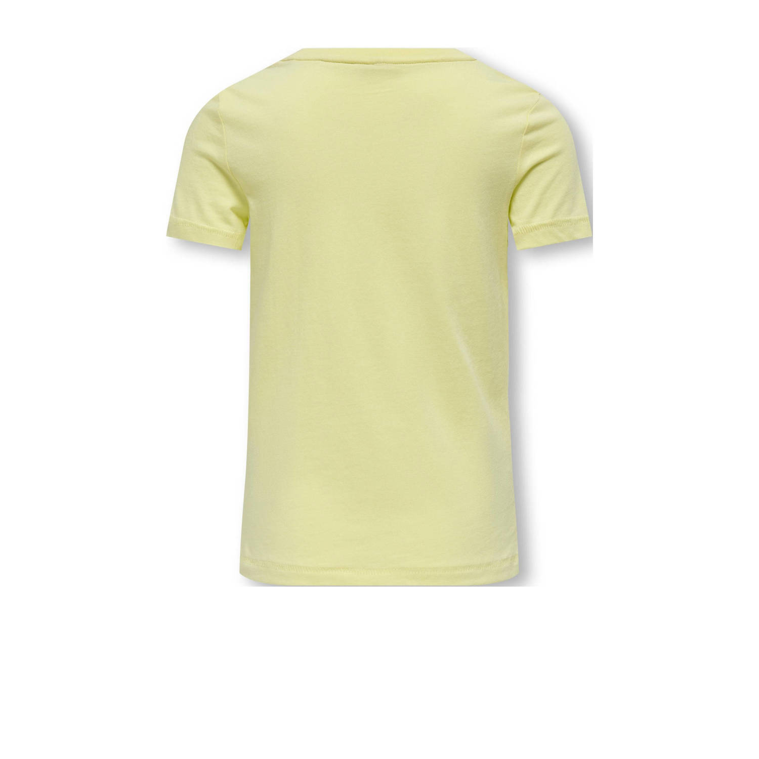 ONLY KIDS GIRL T-shirt KOGLOVELY LIFE met tekst lichtgeel