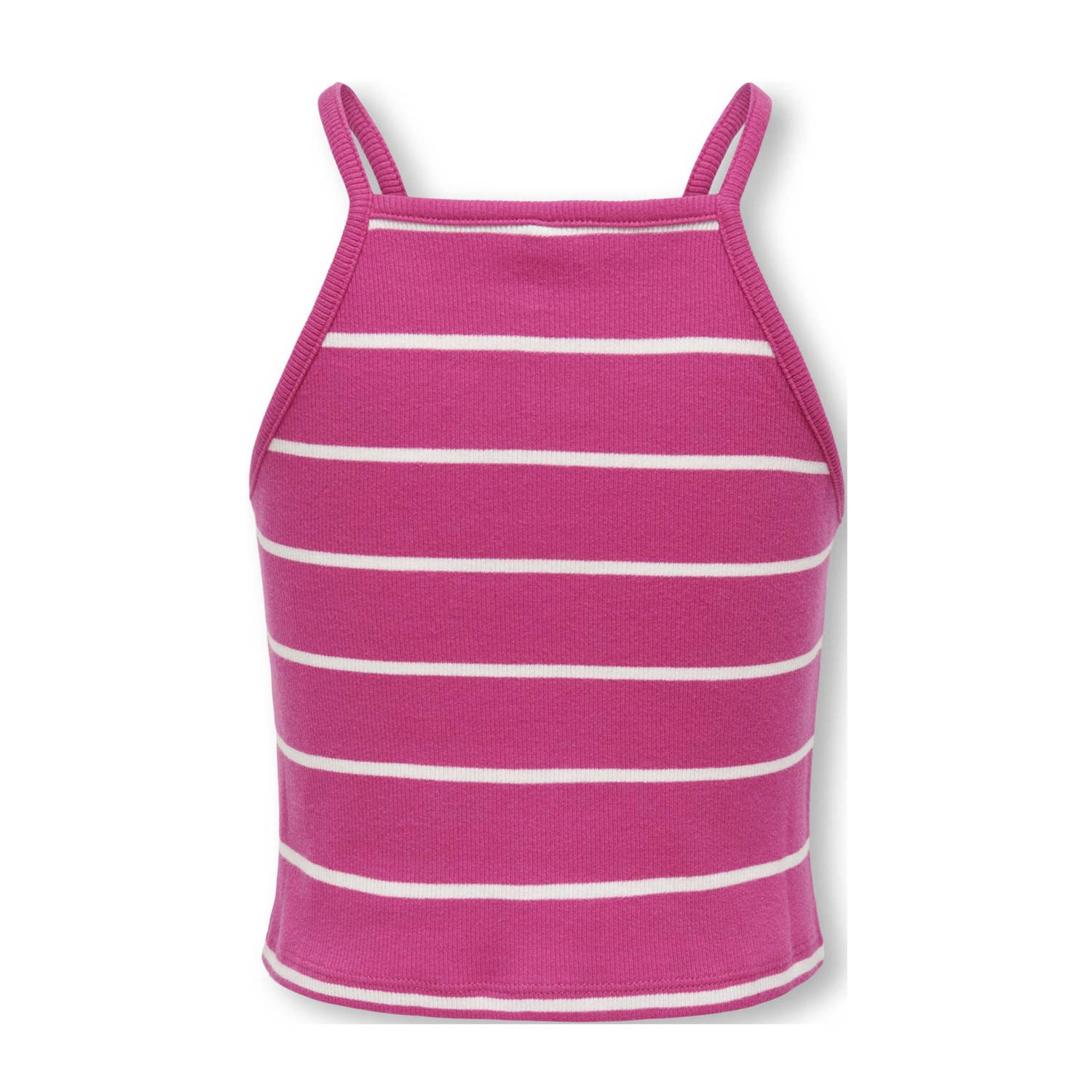 ONLY KIDS GIRL gestreepte singlet KOGGEMMA fuchsia wit