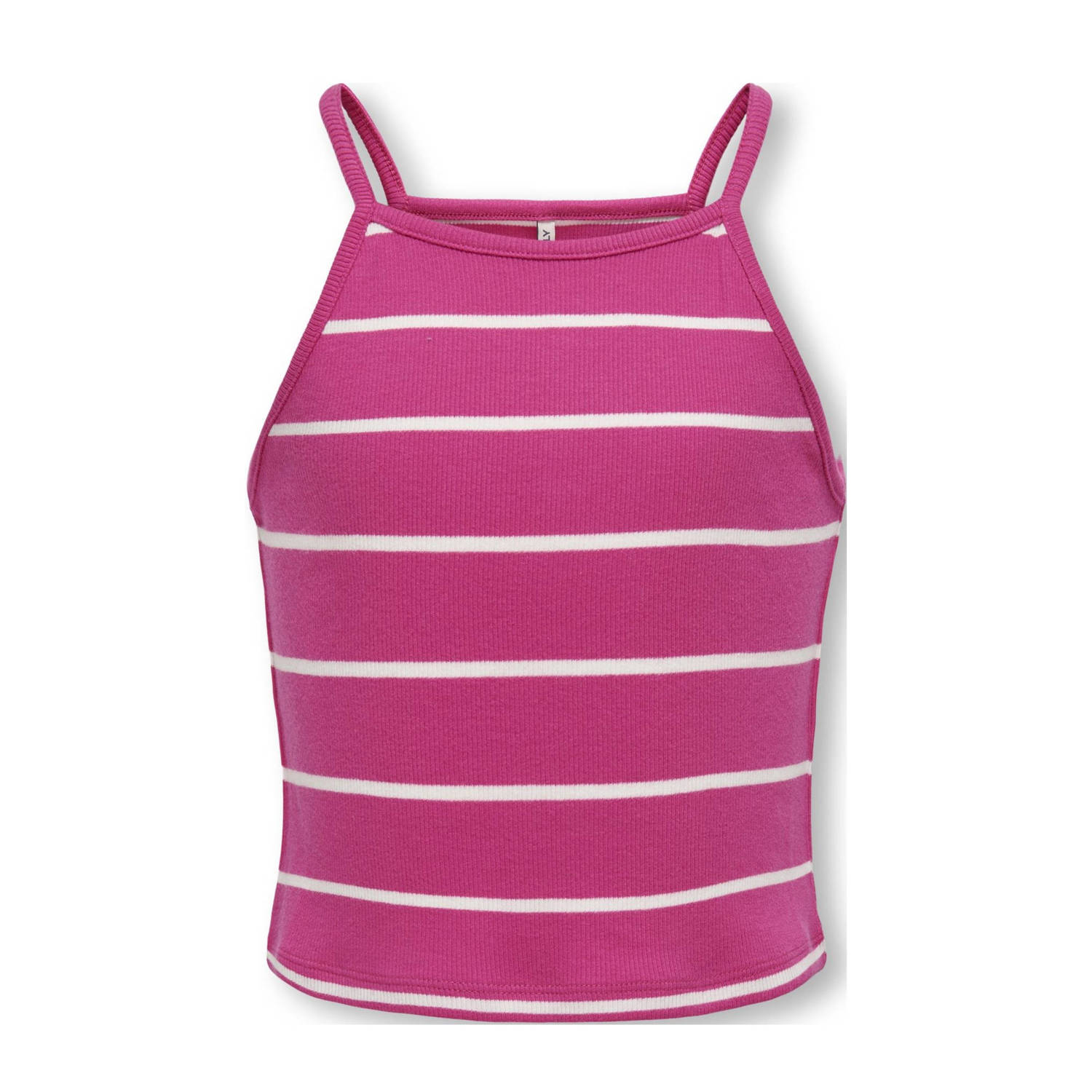 Only KIDS GIRL gestreepte singlet KOGGEMMA fuchsia wit Roze Meisjes Stretchkatoen Ronde hals 134 140