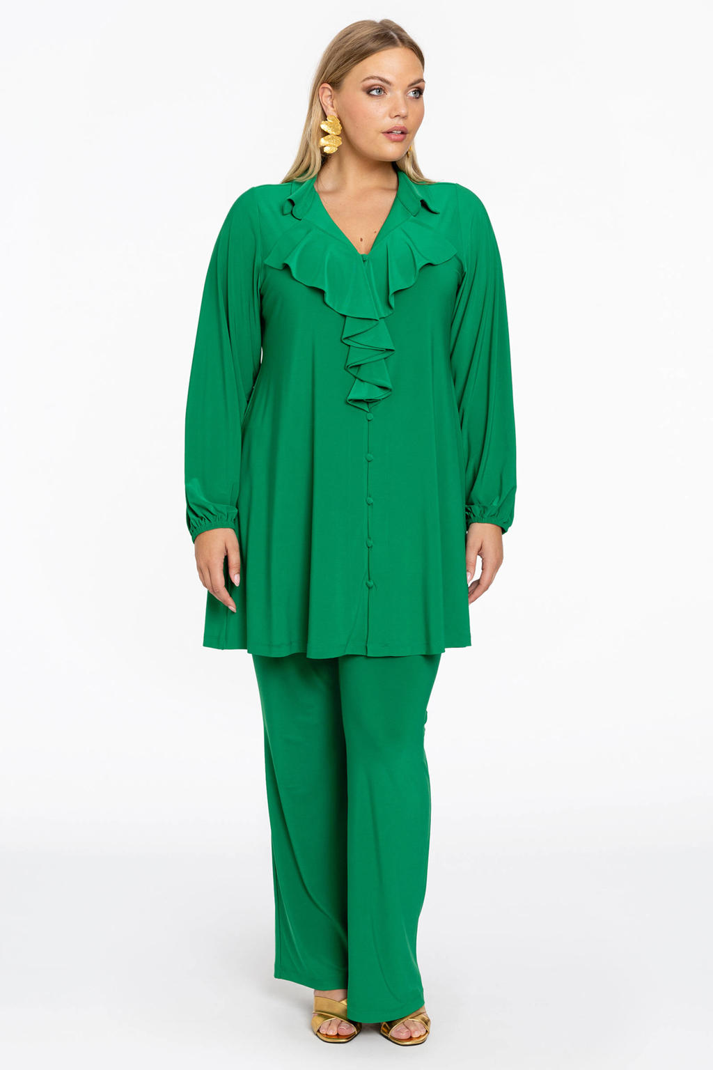 YOEK blouse met ruches groen kopen? | Morgen in huis YOEK blouse met ruches groen kopen? | Morgen in huis