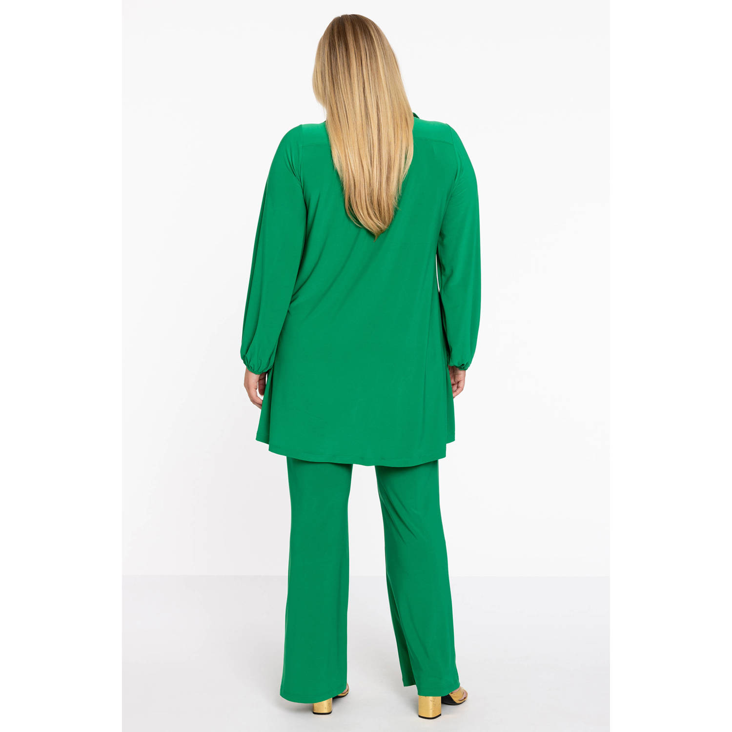 YOEK blouse met ruches groen