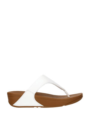leren teenslippers wit