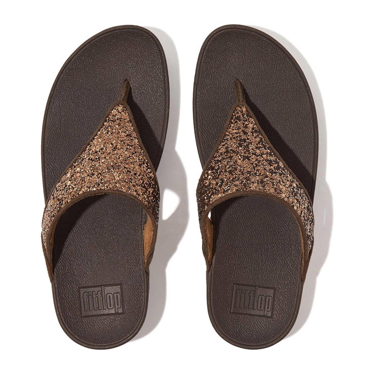 FitFlop TM Lulu Glitter Toe-Thongs teenslippers bruin wehkamp