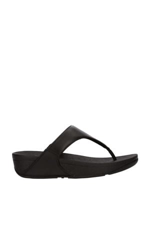 leren teenslippers zwart