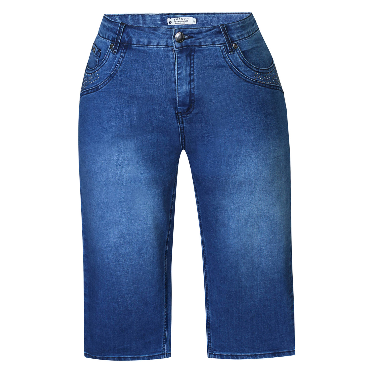 Zhenzi high waist slim fit short medium blue denim