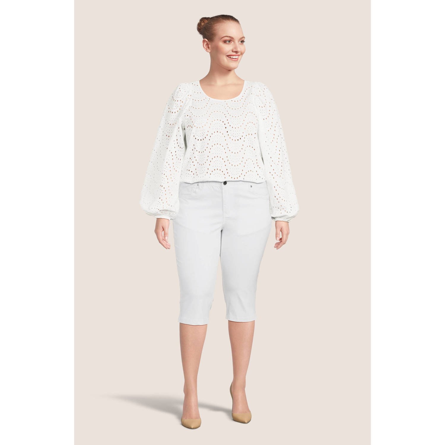 Zhenzi regular fit broek TWIST 189 wit