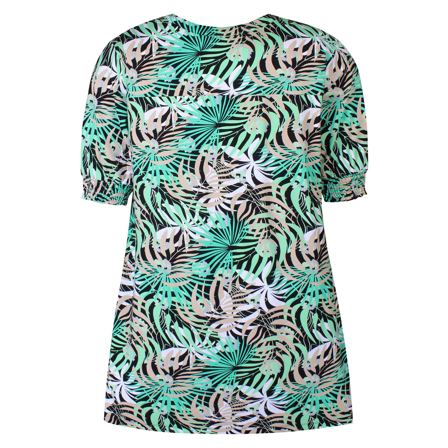 Zhenzi tuniek met all over print groen zwart beige